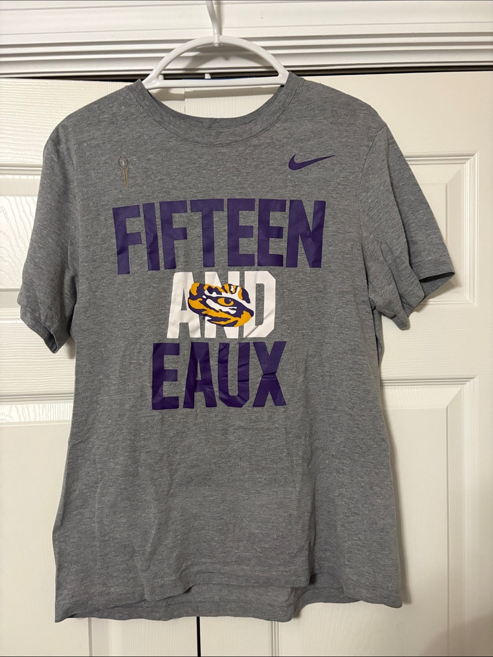 Nike Gray T-Shirt with Purple and Yellow LSU Graphic